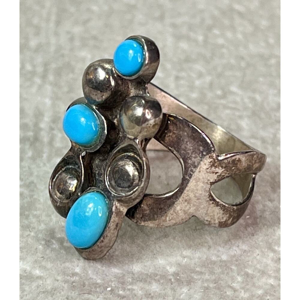 Jay King DTR 925 Sterling Silver Turquoise Cluster Ring Sz 10 Vintage - Picture 5 of 12